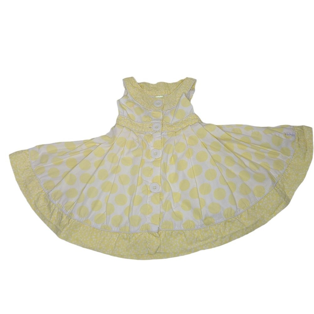 Pumpkin Patch White Dress with Yellow Polka Dots Size 3